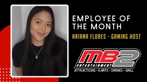 Ariana Flores, gaming host at MB2 Entertainment Santa Clarita, welcoming guests.